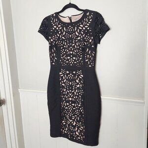 MAEVE Anthropologie Black Laser Cut Sheath Dress
